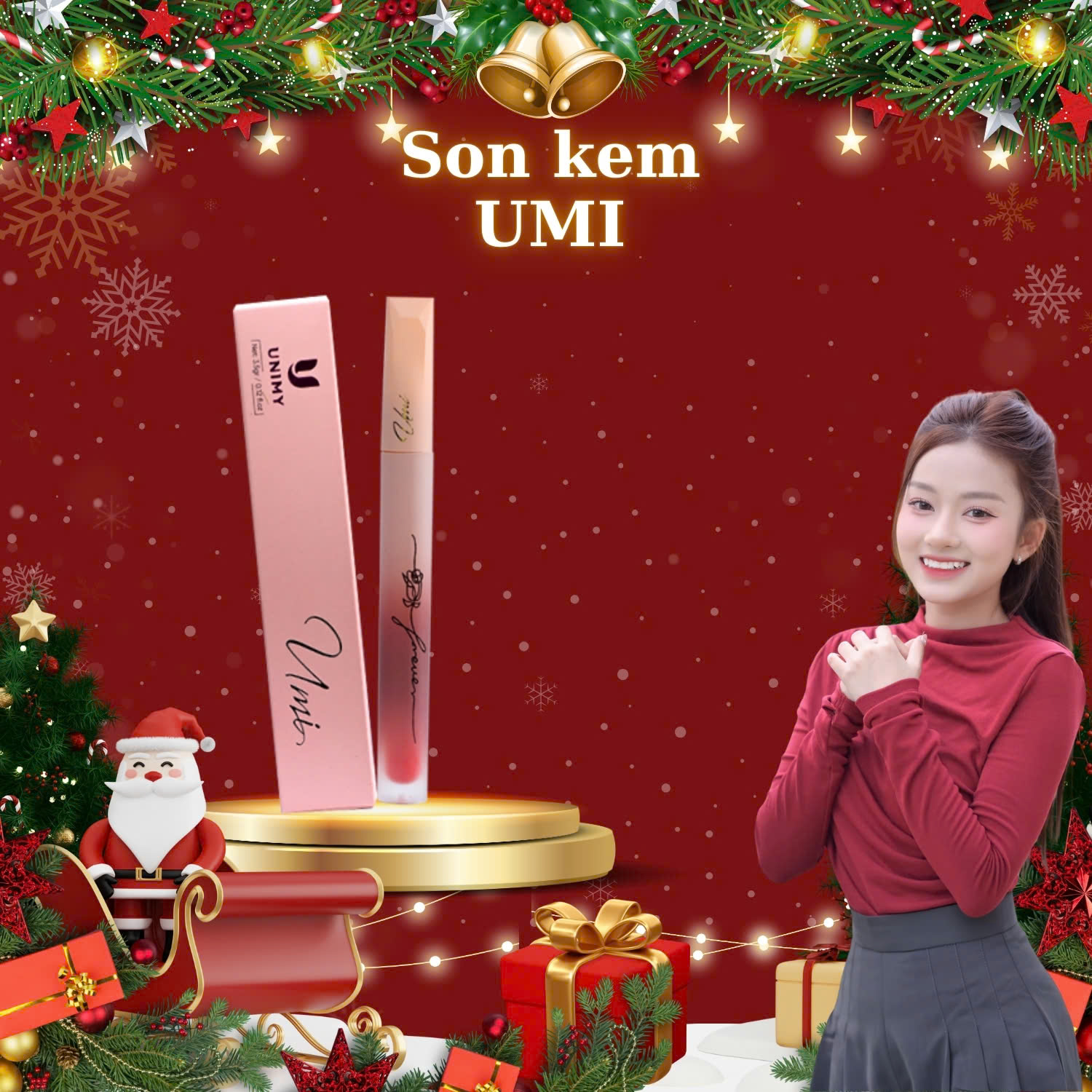 Son Kem Mịn Lì Umi, Chất son mịn mướt, Bền màu, Không khô môi, Mẹ bầu sử dụng được khi dùng trang điểm.