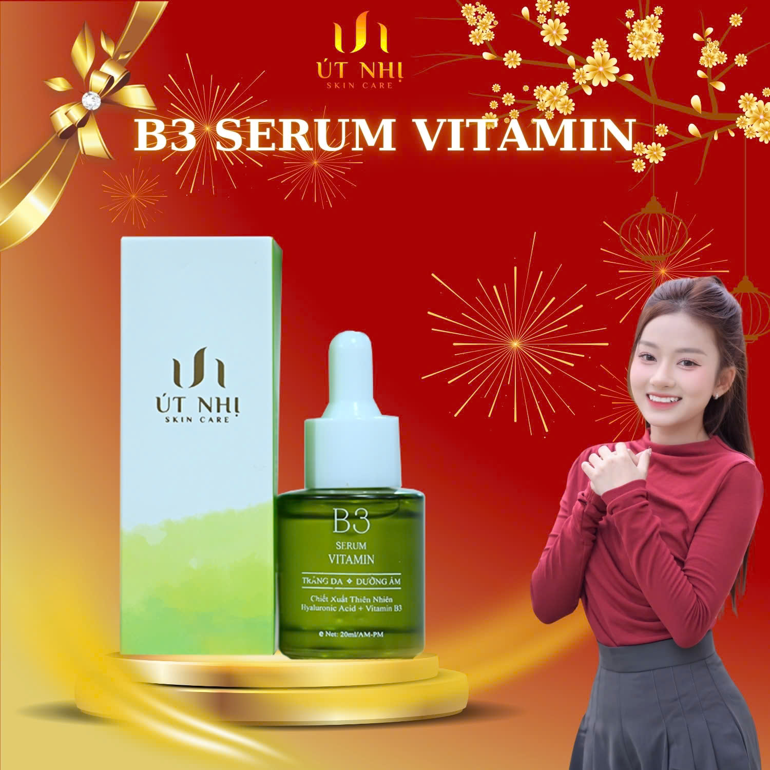 Serum Vitamin B3 hỗ trợ trắng sáng và đều màu da, Dưỡng ẩm, Ngừa lão hoá chai 20ml.