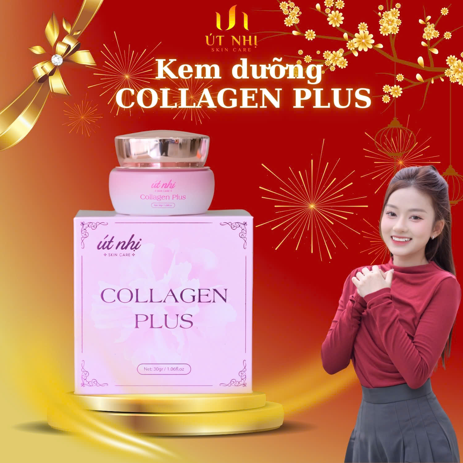 Kem Dưỡng Da Ngày Collagen Plus 30gr Giúp Da Trắng Sáng, Bổ Sung Collagen Giúp Căng Bóng - Mịn Màng, Ngăn Ngừa Lão Hóa