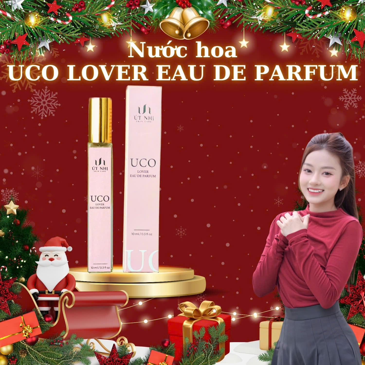 Nước Hoa Uco Lover chai hồng dành cho phái nữ 10ml - Sang Trọng, Quyến Rũ, Ấm Áp, Ngọt Ngào