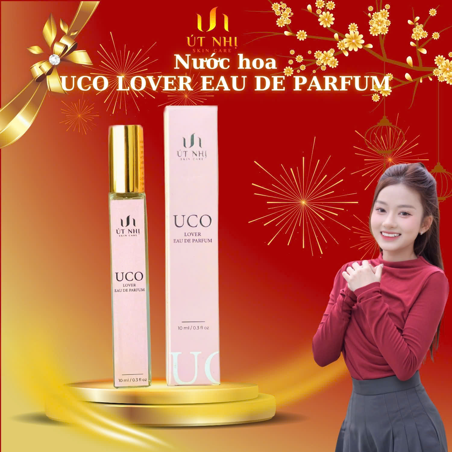 Nước Hoa Uco Lover chai hồng dành cho phái nữ 10ml - Sang Trọng, Quyến Rũ, Ấm Áp, Ngọt Ngào